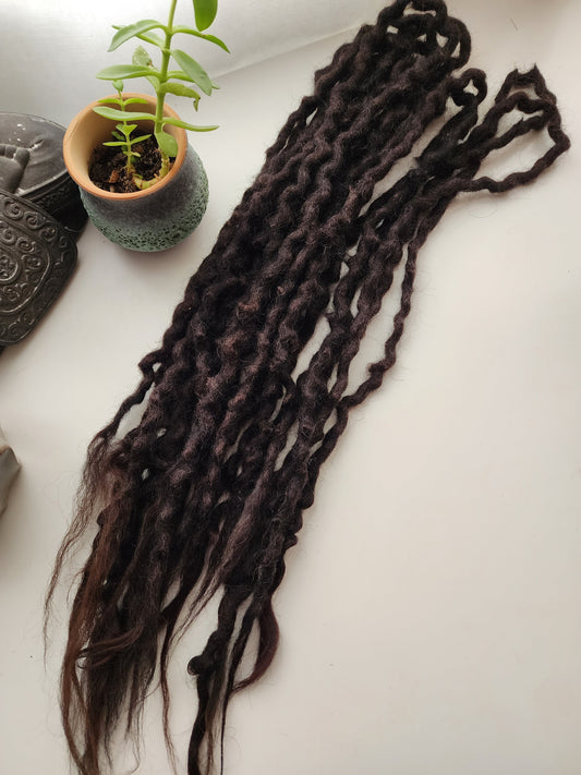 Made to Order 12 Single Ended ~16" Wool Dreadlocks with luxury ends
