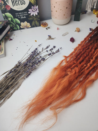 11 DE 28-30" Brunette to Fiery Orange Wool Dreadlocks with Luxury Ends