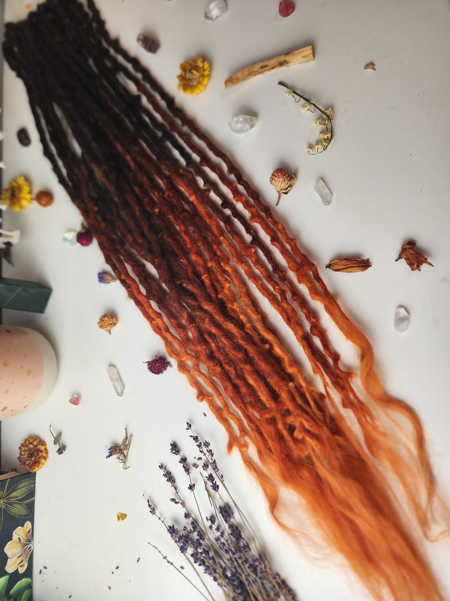 11 DE 28-30" Brunette to Fiery Orange Wool Dreadlocks with Luxury Ends