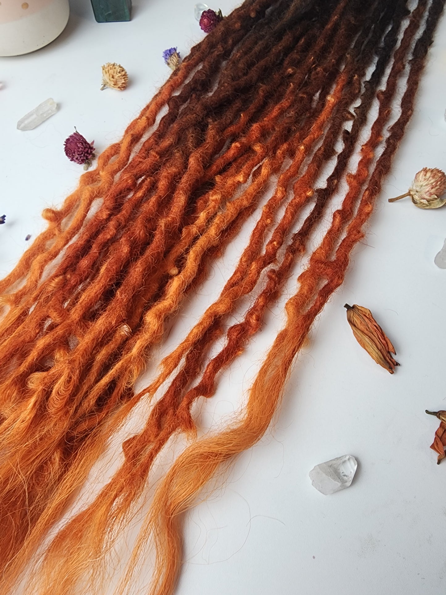 11 DE 28-30" Brunette to Fiery Orange Wool Dreadlocks with Luxury Ends