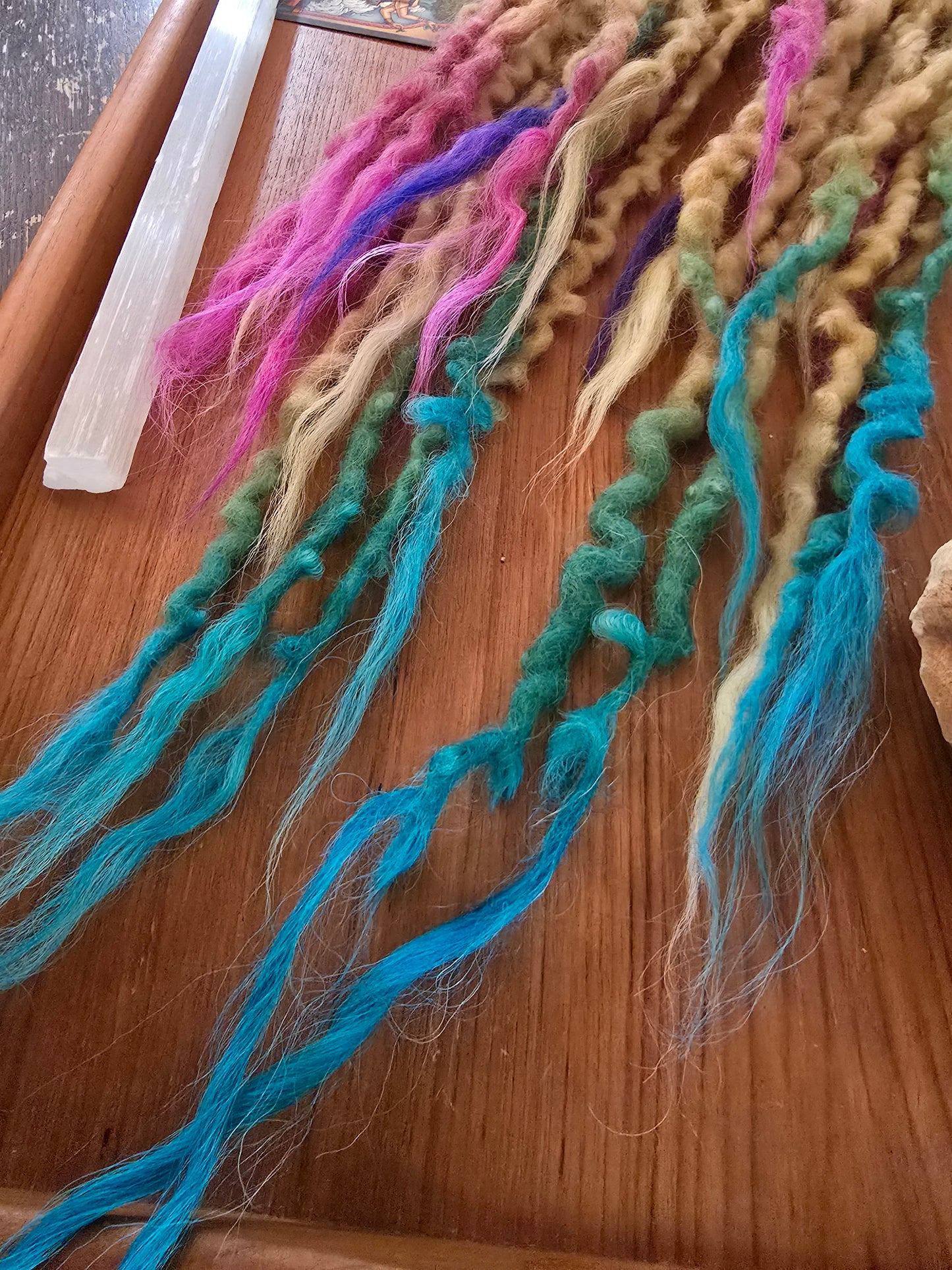 6 Double Ended 16-26" Blonde to Hot Pink, Teal, Turquoise and Purple with Luxury Ends