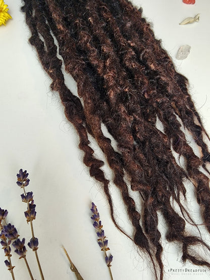 12 DE 12-16" Black to Brunette Wool Dreadlocks