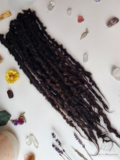 12 DE 12-16" Black to Brunette Wool Dreadlocks