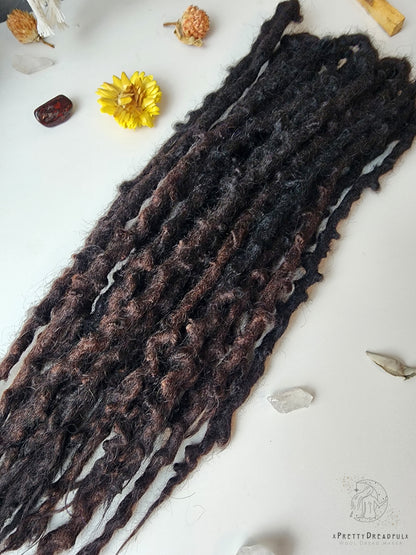 12 DE 12-16" Black to Brunette Wool Dreadlocks