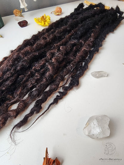 12 DE 12-16" Black to Brunette Wool Dreadlocks