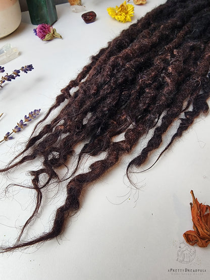 12 DE 12-16" Black to Brunette Wool Dreadlocks