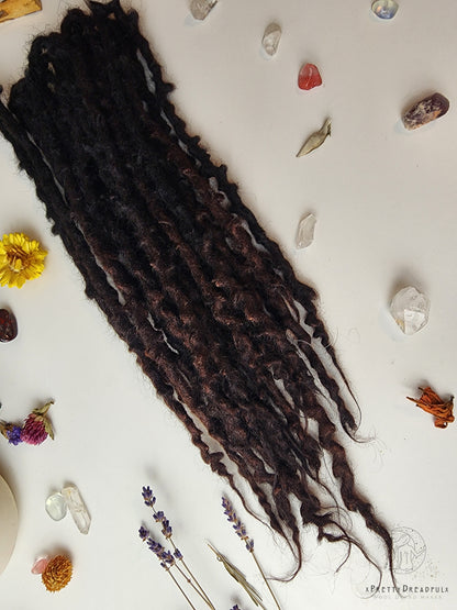 12 DE 12-16" Black to Brunette Wool Dreadlocks