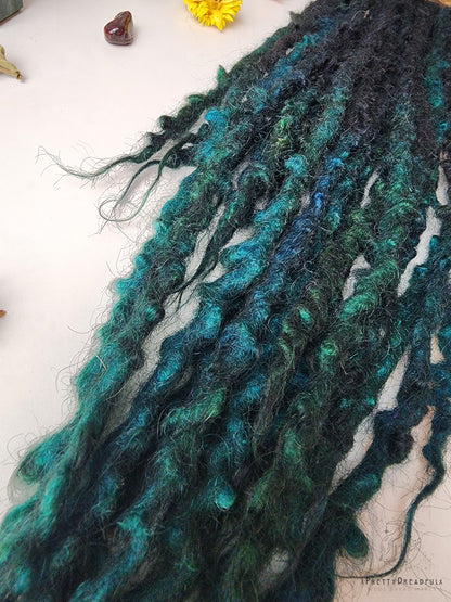 12 DE 12-16" Dark Forest Fae Wool Dreadlocks