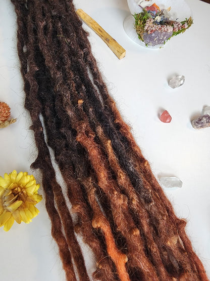 11 DE 28-30" Pumpkin Spice Wool Dreadlocks