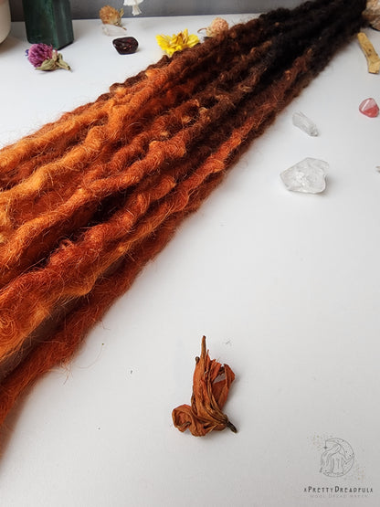 11 DE 28-30" Pumpkin Spice Wool Dreadlocks