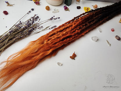 11 DE 28-30" Pumpkin Spice Wool Dreadlocks