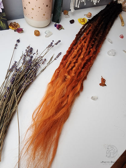 11 DE 28-30" Pumpkin Spice Wool Dreadlocks