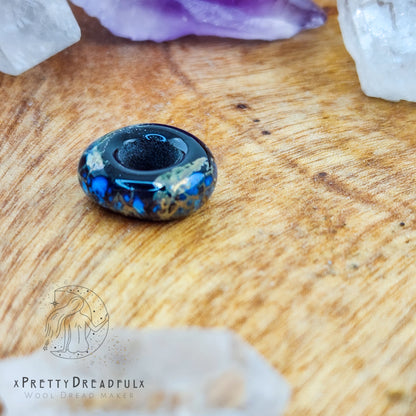 Vibrant Blue and Gold Dreadbead