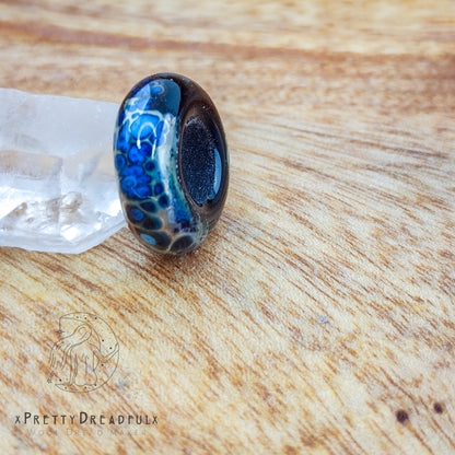 Vibrant Blue and Gold Dreadbead