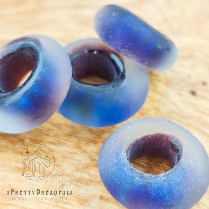 Deep Frosted Blue Large Donut Dreadbead