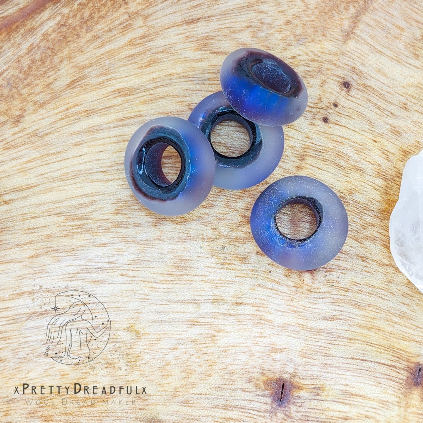 Deep Frosted Blue Large Donut Dreadbead