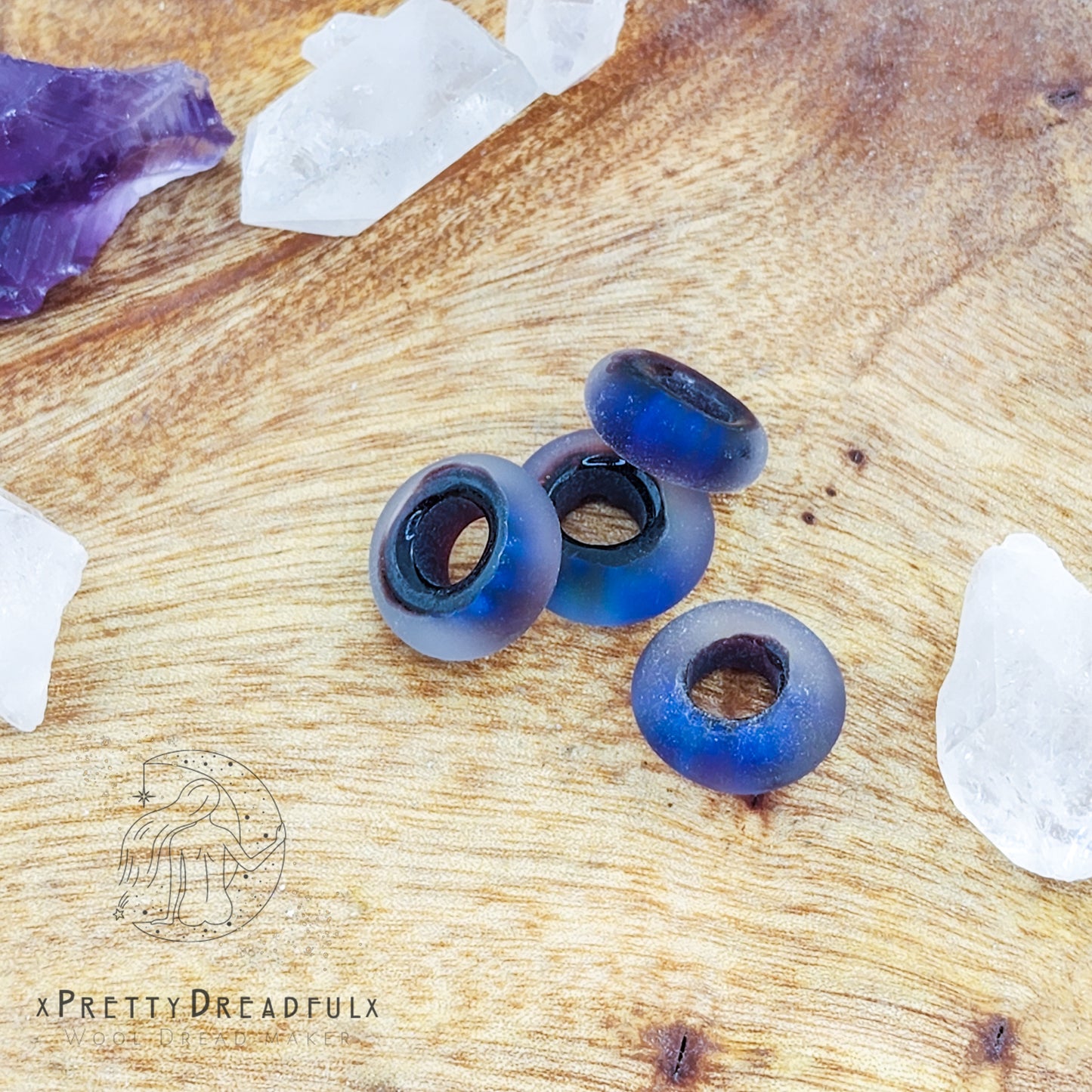 Deep Frosted Blue Large Donut Dreadbead