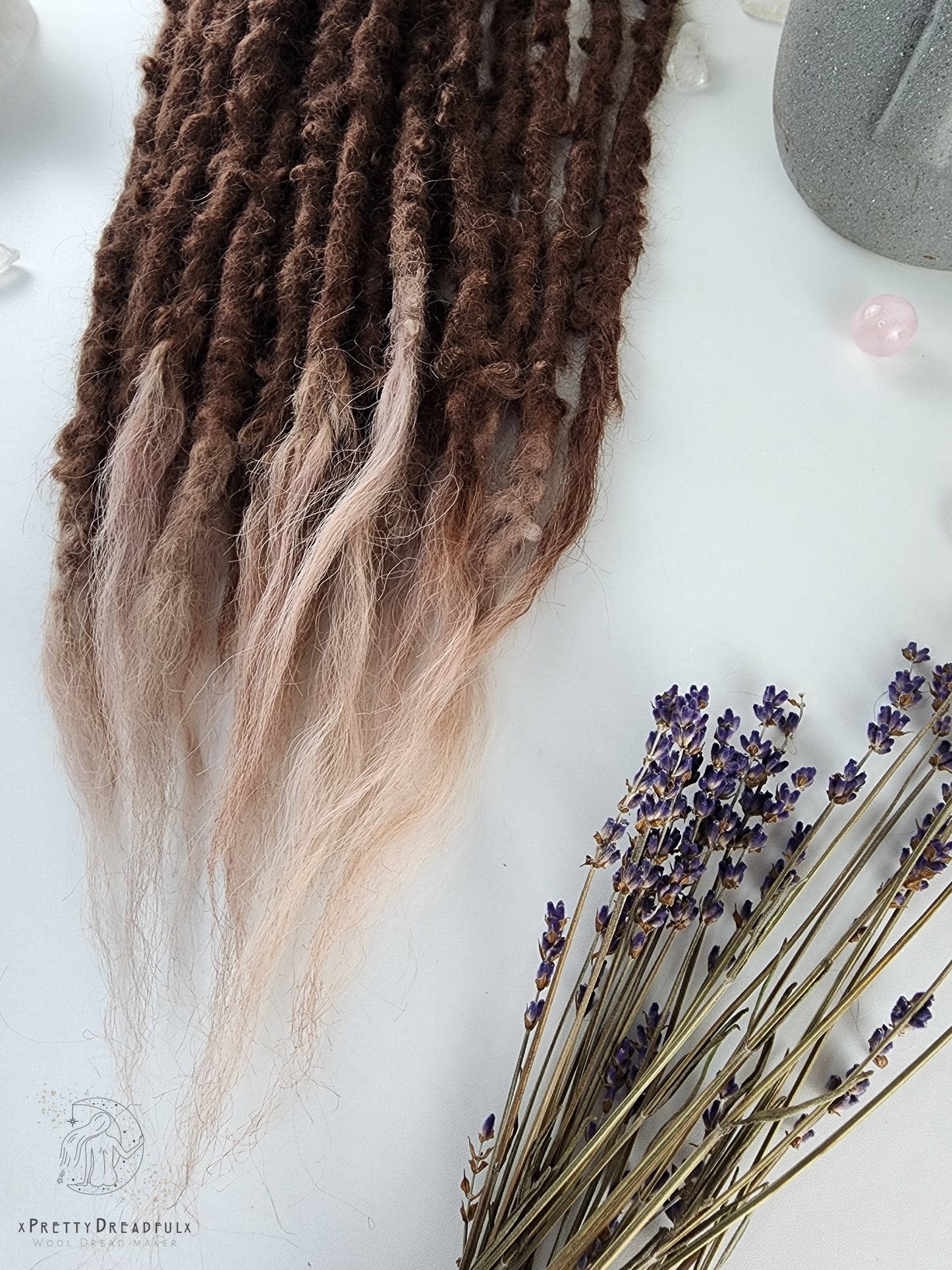 10 Double Ended ~16" Medium Brunette to Pale Brown Dreadlocks