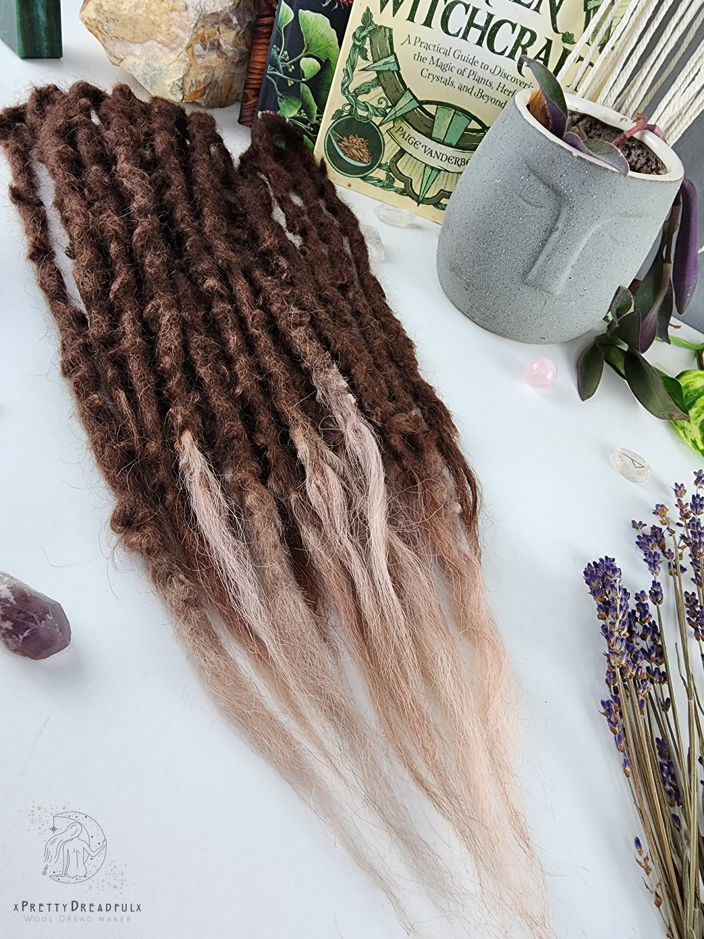 10 Double Ended ~16" Medium Brunette to Pale Brown Dreadlocks